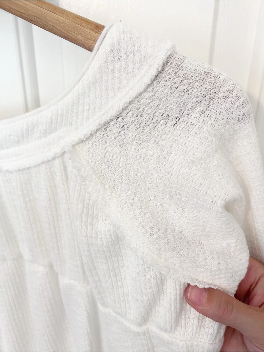 We The Free Waffle-Knit Must Have Henley Tee Ivory White S